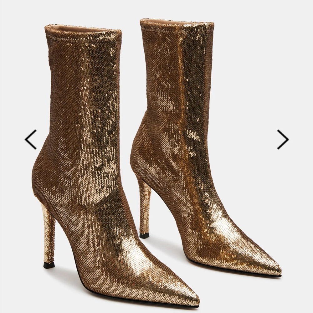 Steve Madden Gold Sequin Heeled Boots